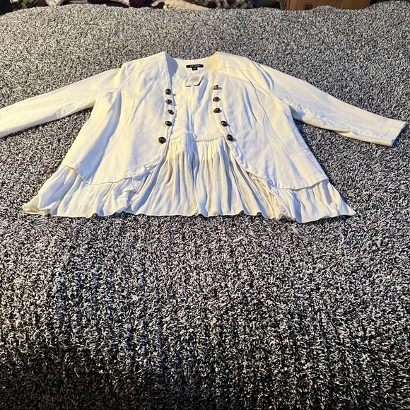 Torrid Off White Twill Peplum Military Jacket size 00 (M/L 10) - Picture 5 of 16